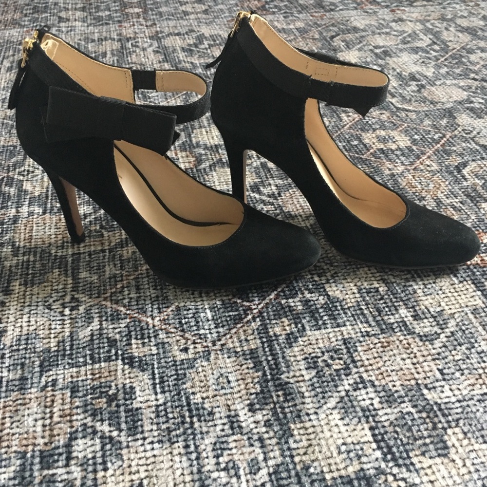 Black Suede Nine West Ankle Strap Heels